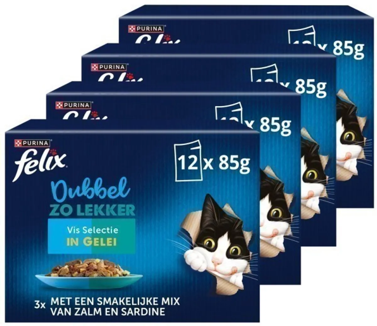 Felix Dubbel Zo Lekker Vis Selectie in Gelei 12x85g