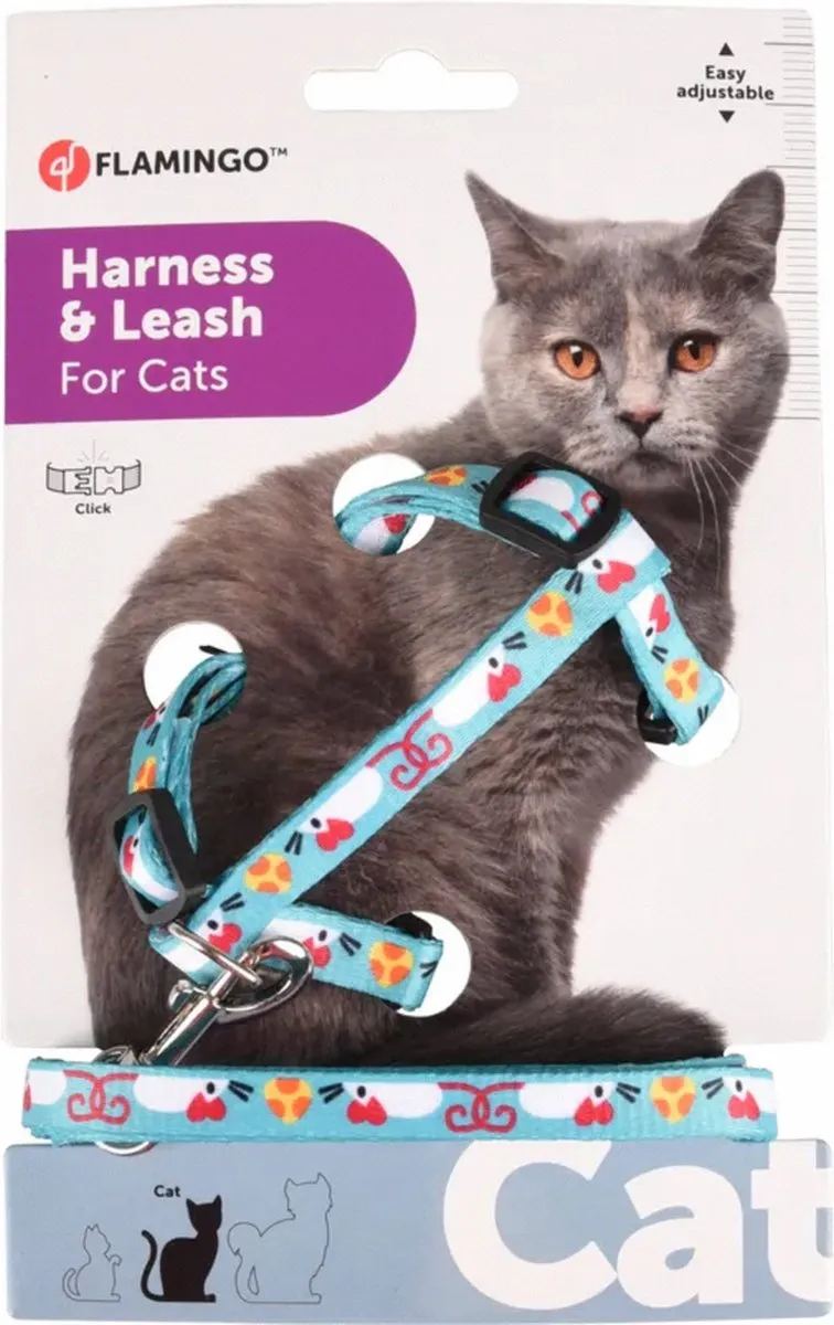 Flamingo Kattenharnas Arwen - Blauw Print 20-35cm