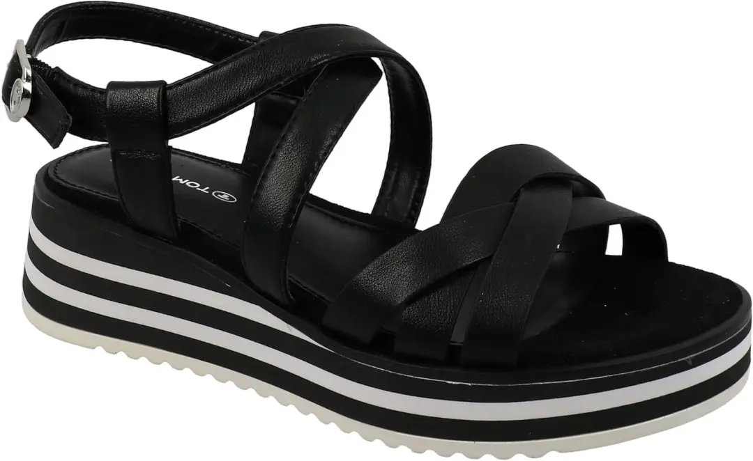 TOM TAILOR Dames Sleehak Sandalen Zwart