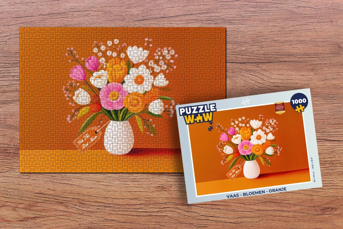 PuzzleWow Vaas Bloemen Legpuzzel 1000 Stuks - Oranje