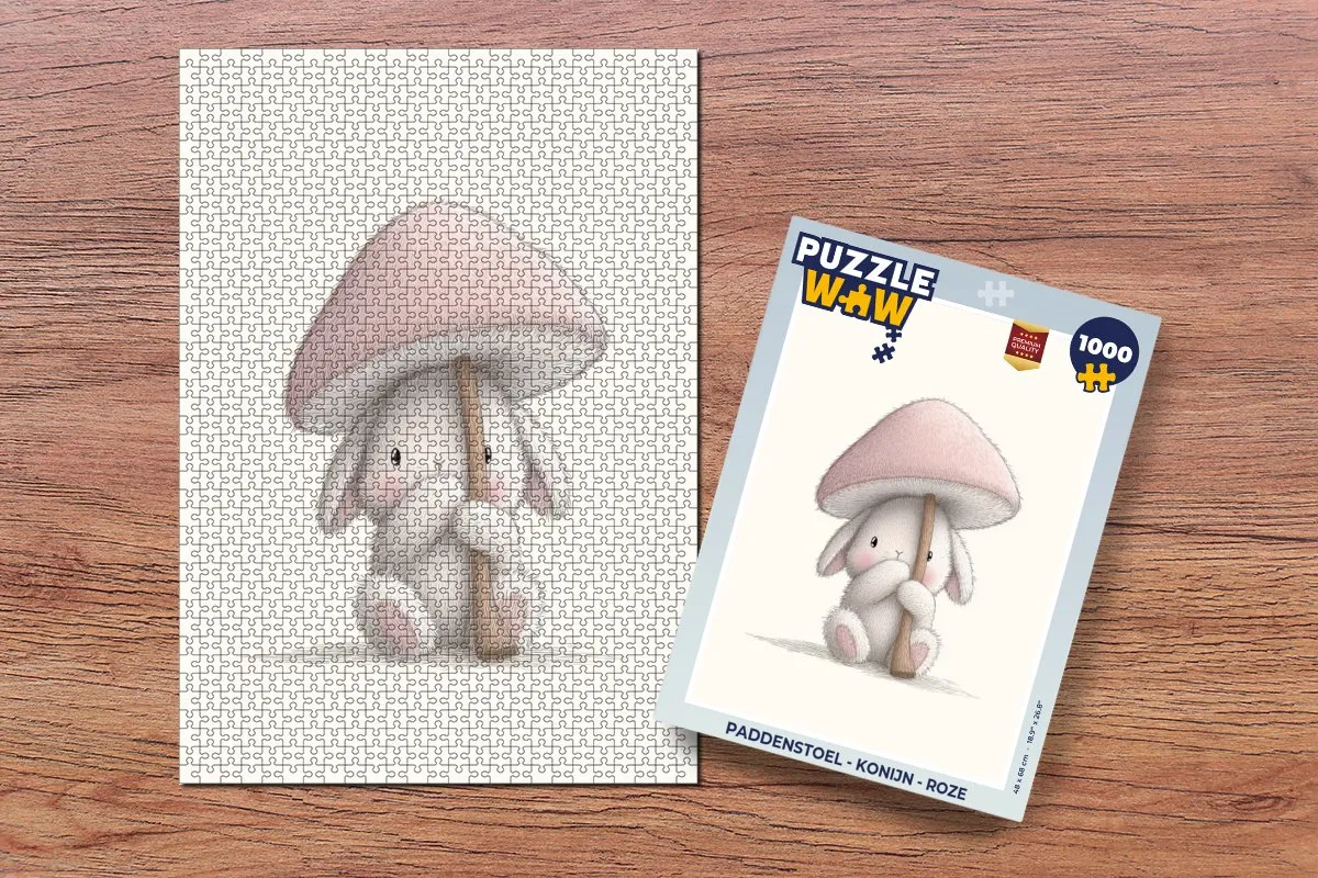 PuzzleWow Paddenstoel - Konijn Legpuzzel 1000 Stuks - Roze