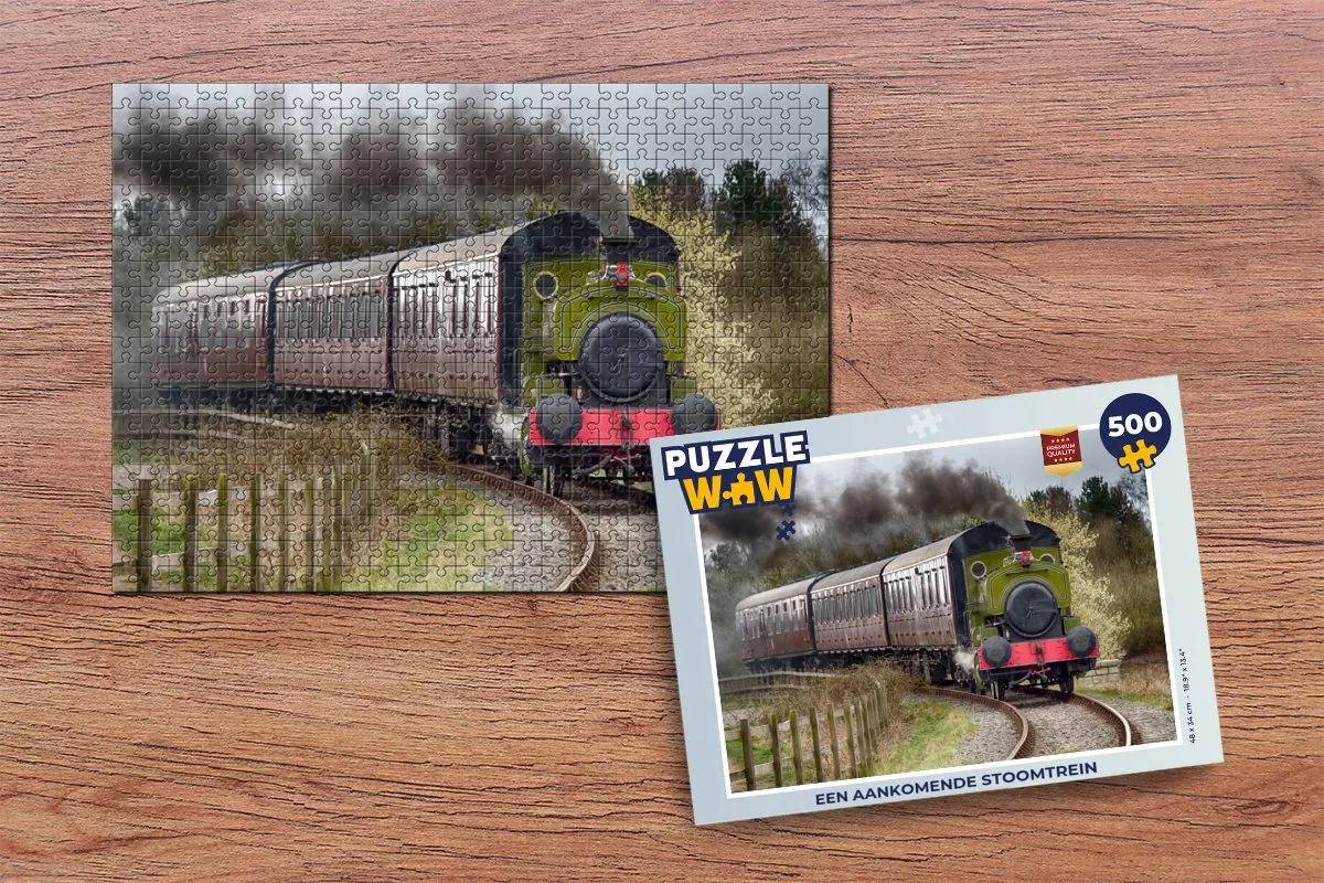 PuzzleWow Legpuzzel Een Aankomende Stoomtrein 500 Stuks - Multicolor