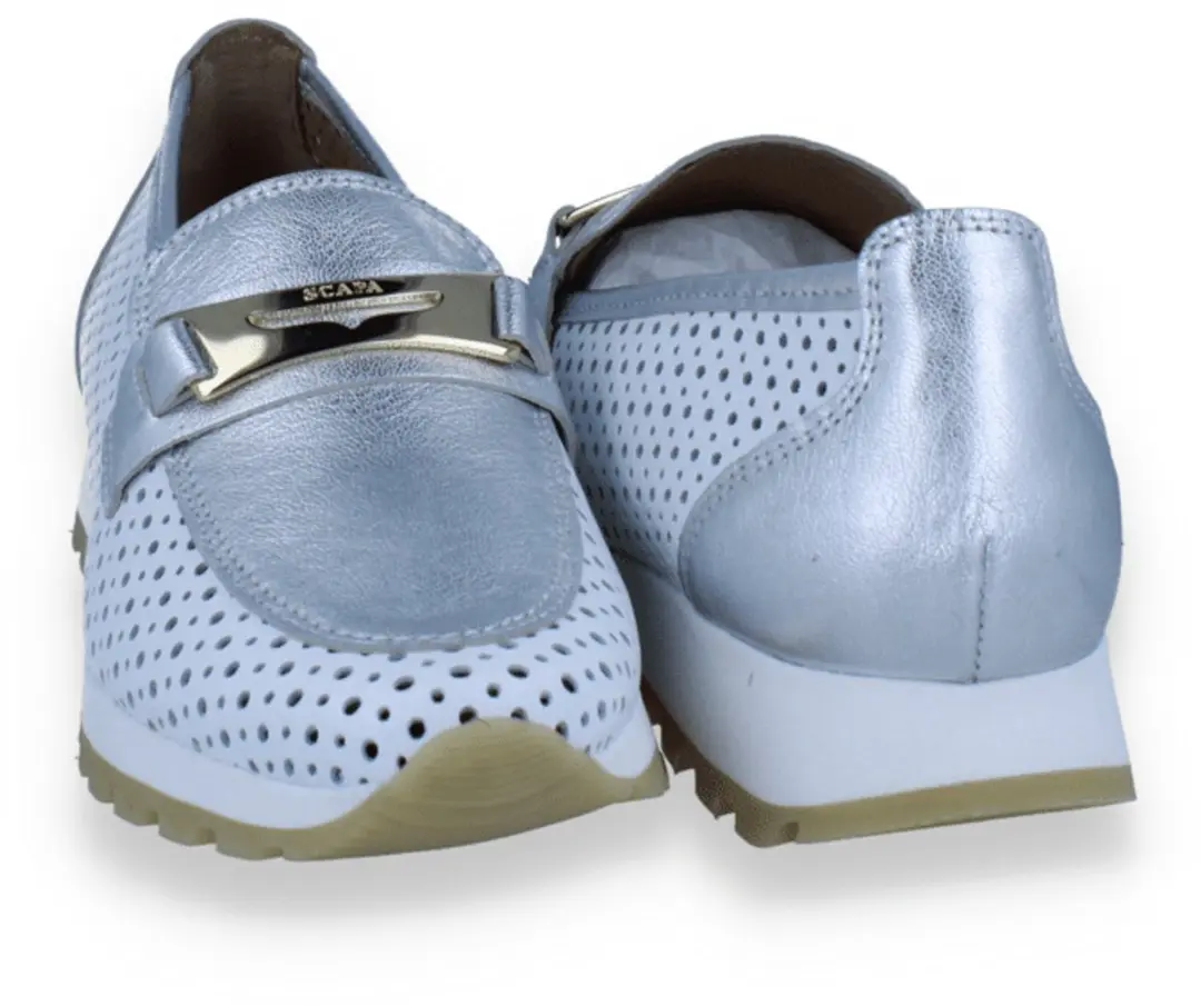 Scapa Dames Mocassin Wit/zilver