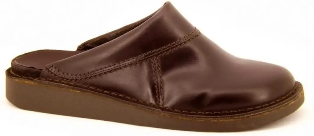 Leren pantoffel  Zweedse muil bruin 44