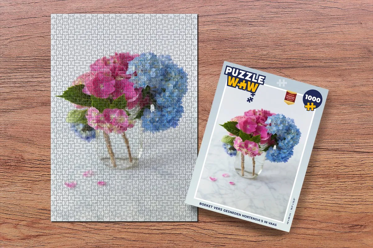 PuzzleWow Legpuzzel Boeket Hortensia's 1000 Stuks - Multicolor