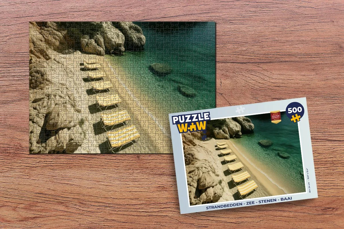 PuzzleWow Strandbedden Legpuzzel 500 Stuks - Zee/Rotsen
