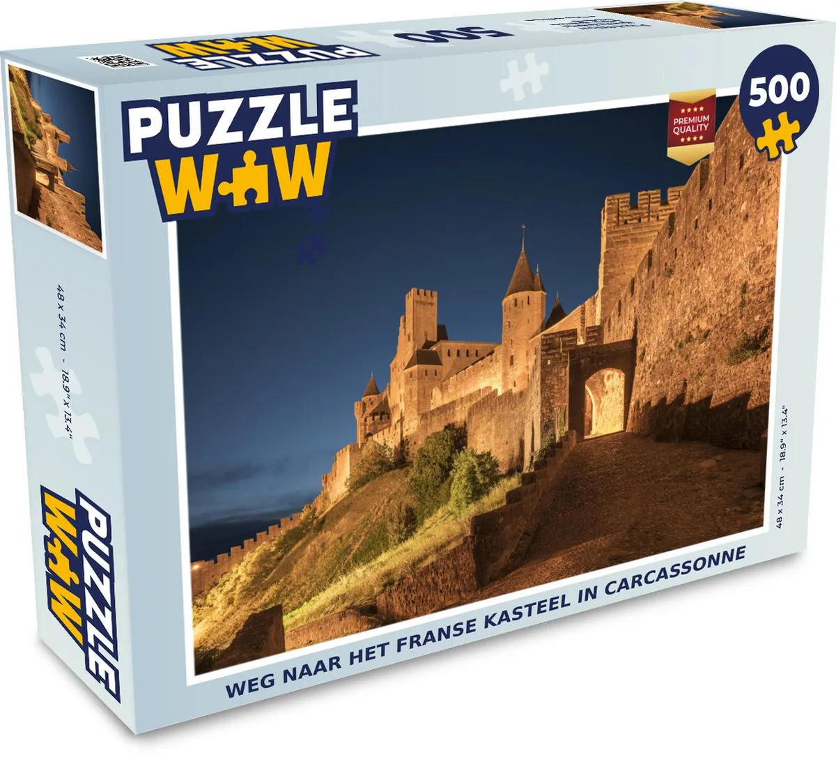 PuzzleWow Carcassonne Kasteel Nacht Legpuzzel 500 Stuks