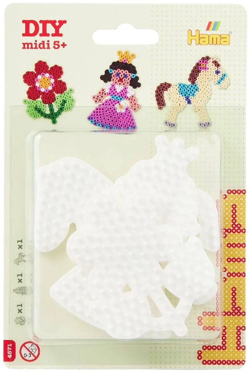 Hama Strijkkralengrondplaat - 3 Stuks Pony/Bloem/Prinses