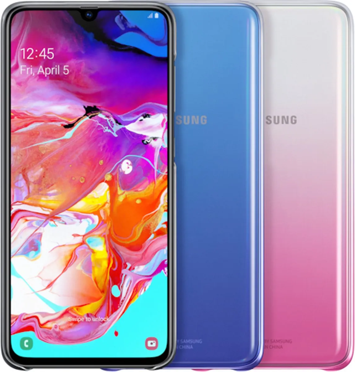 Samsung Galaxy A70 Hoesje Gradation Cover - Roze/Transparant - afbeelding 6 van 6