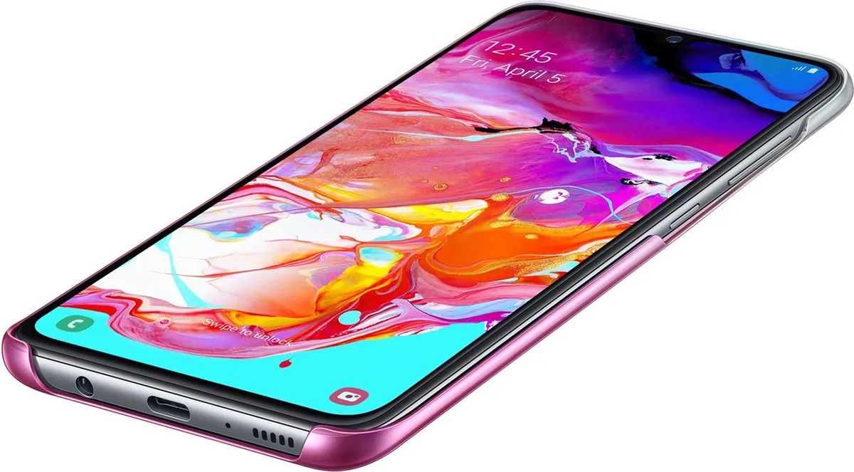 Samsung Galaxy A70 Hoesje Gradation Cover - Roze/Transparant