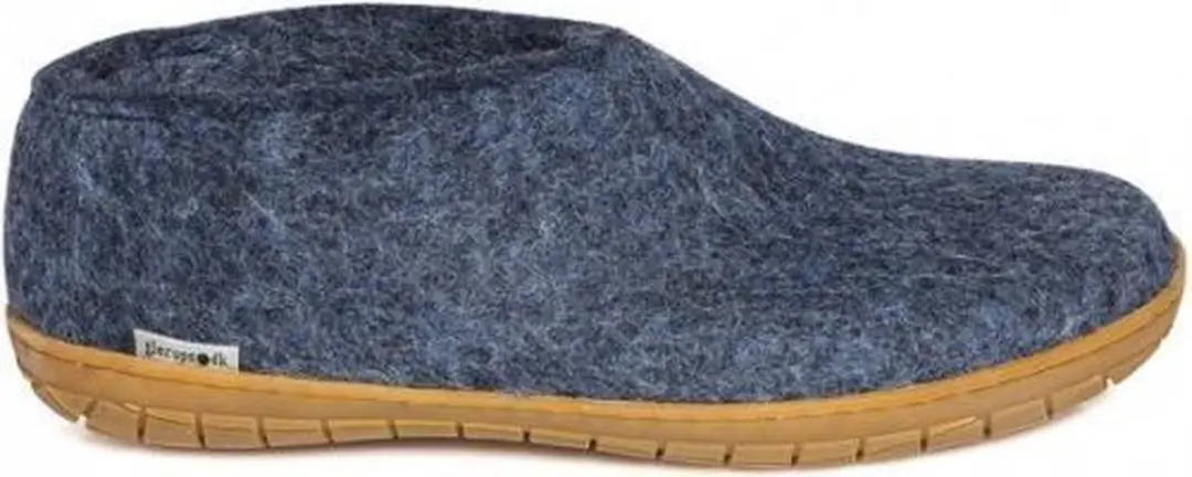 Glerups pantoffel van wolvilt met rubber zool