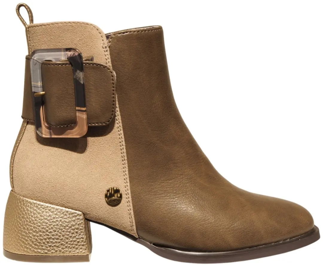 Anekke taupe met kaki leren enkellaarzen