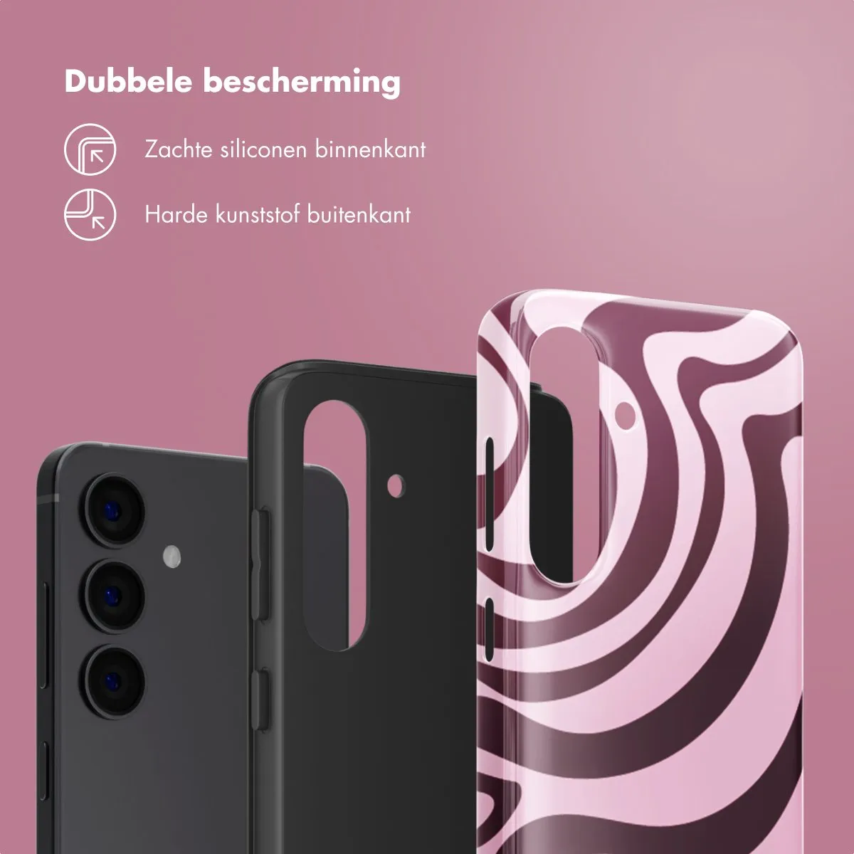 Selencia Hoesje Samsung Galaxy S24 Wavy Swirl Pink Plum