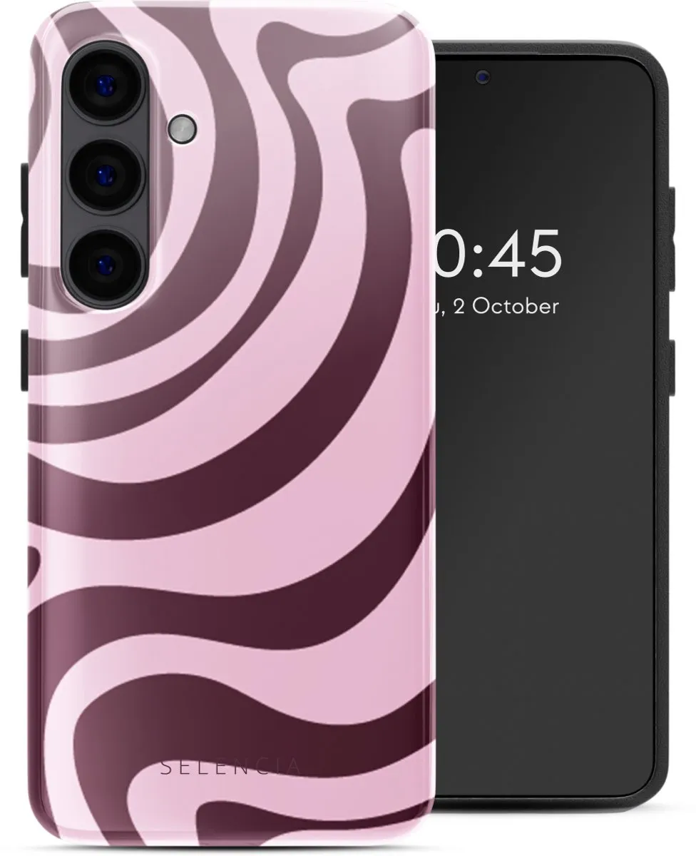 Selencia Hoesje Samsung Galaxy S24 Wavy Swirl Pink Plum