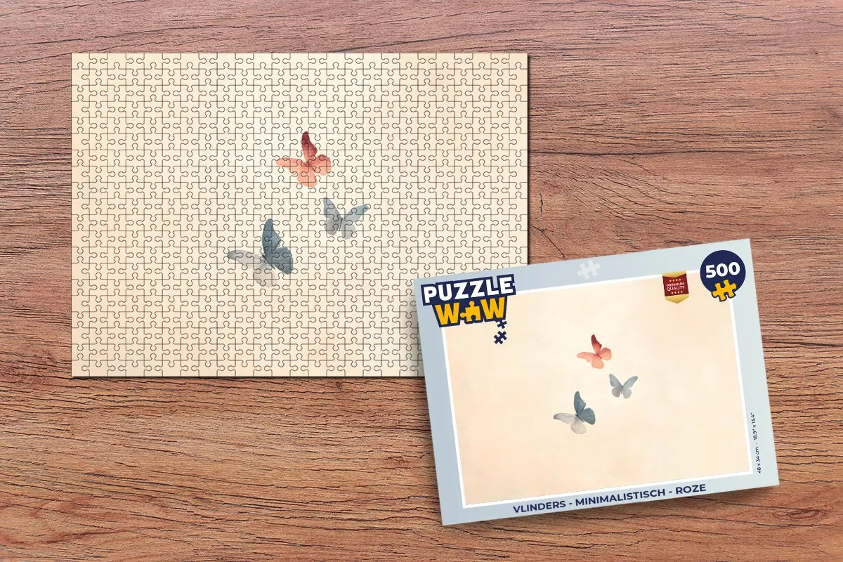 PuzzleWow Vlinders Legpuzzel 500 Stuks - Roze