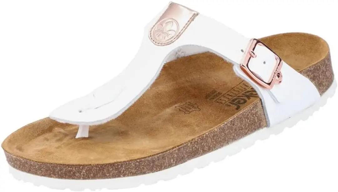 Rieker Dames Sandalen V8391 Dianette Wit/Roségoud