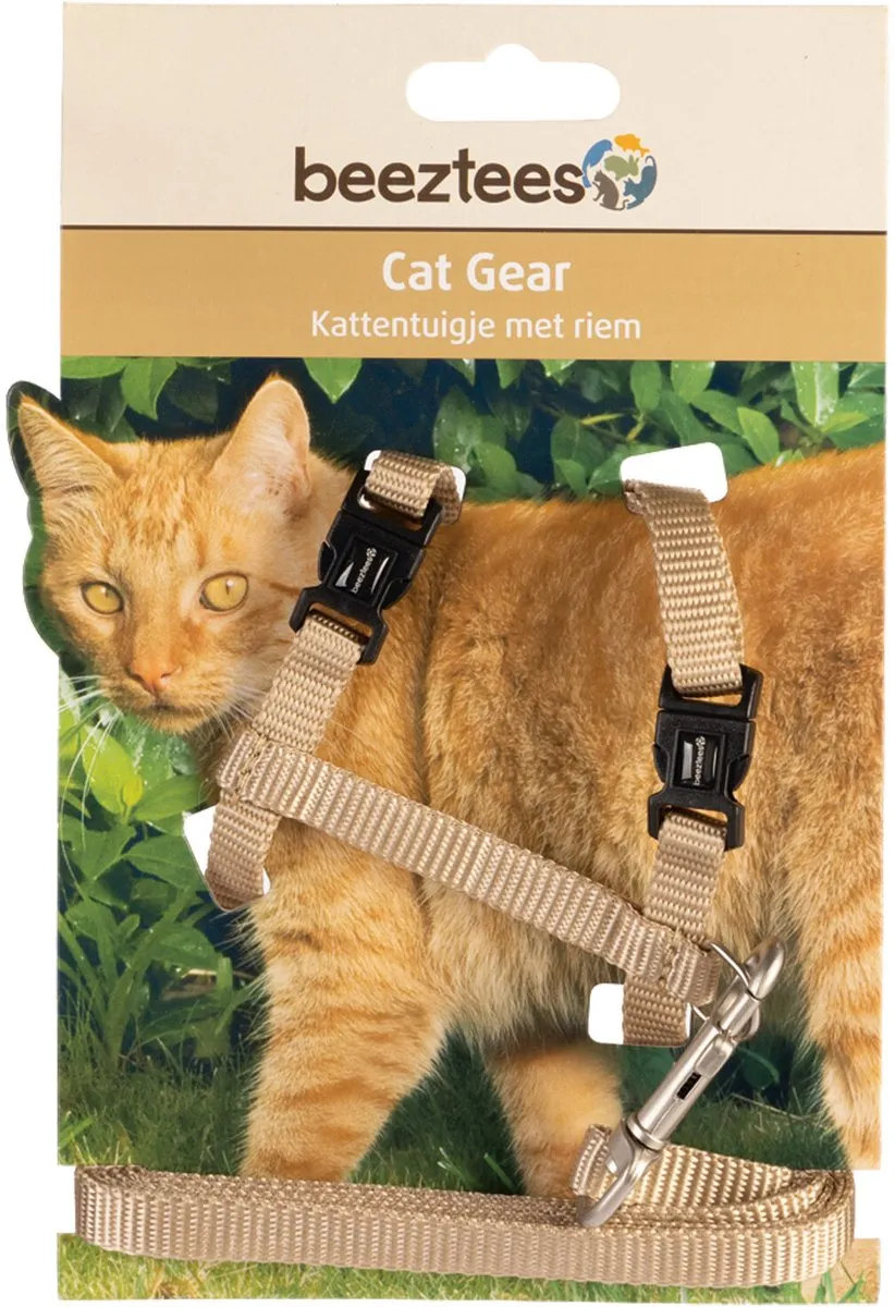 Beeztees Nylon Kattentuig Uni M - 27-45cm Beige