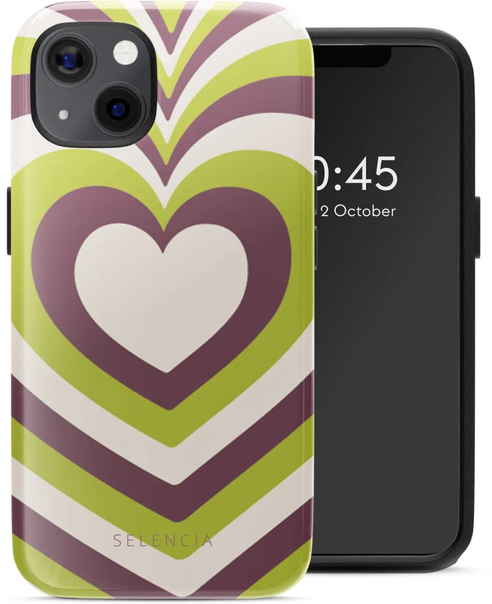 Selencia iPhone 13 Hoesje Double Hearts Plum Fern - MagSafe