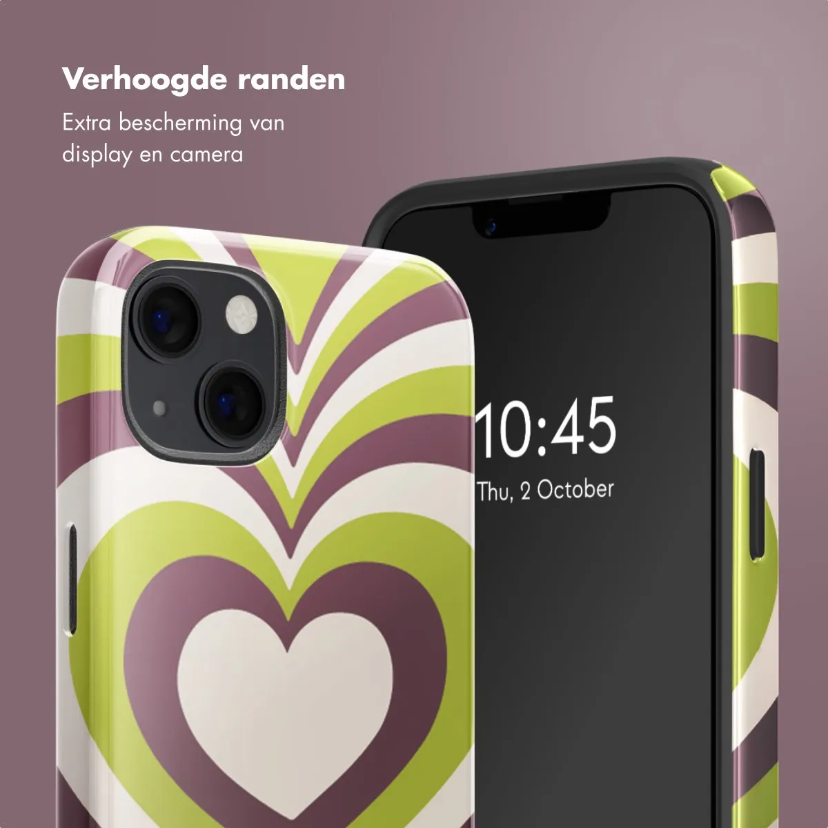 Selencia iPhone 13 Hoesje Double Hearts Plum Fern - MagSafe