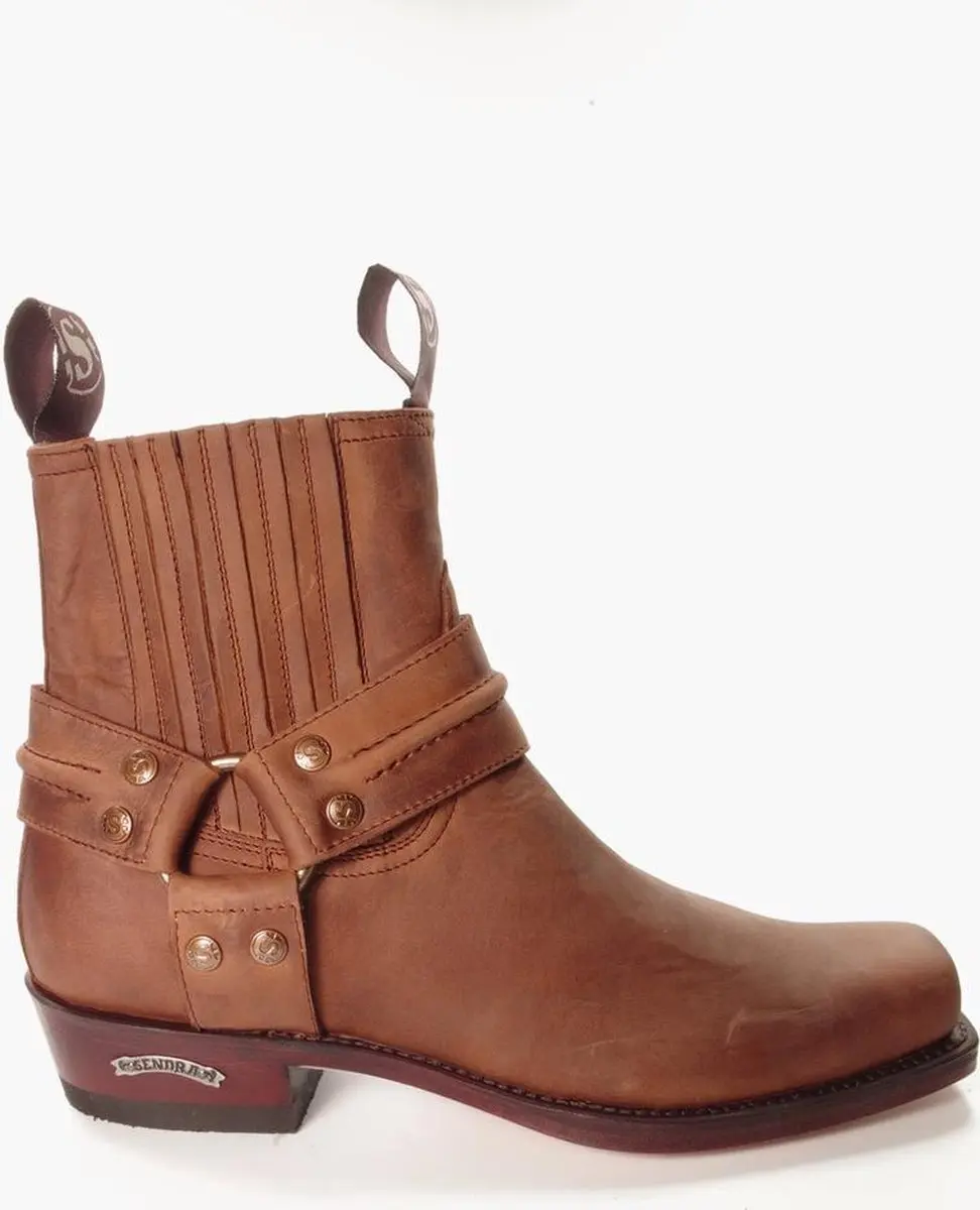 Sendra Boots 2746 Pete Bruin Handgemaakt Biker Western Enkellaars Vierkante Neus
