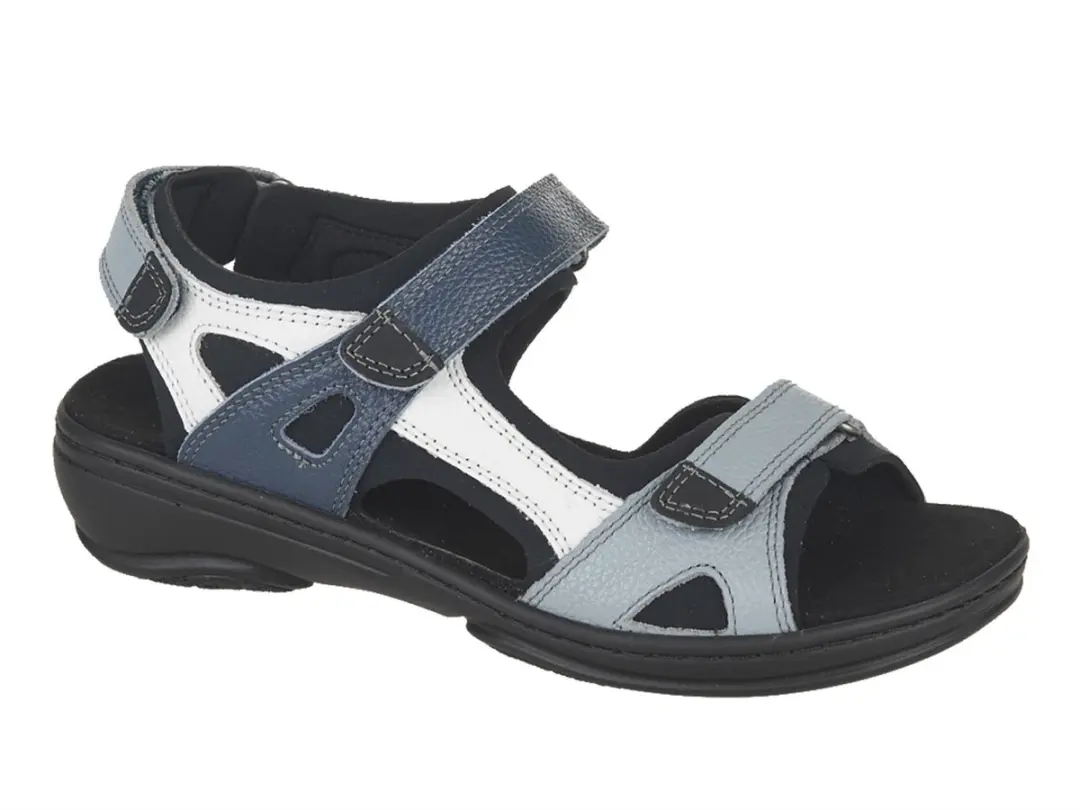 Fidelio Sportieve Klittenband Sandaal Losse inlegzool Gini G Blauw Combi 445007-