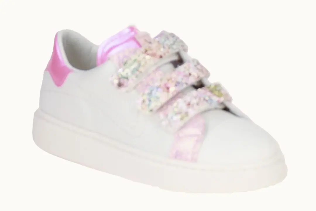Beberlis Wit-Roze Velcroschoen