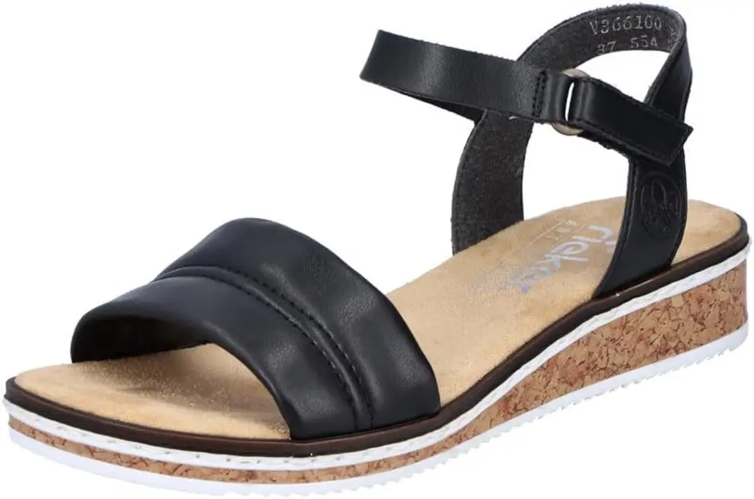 Rieker Dames Wedge Sandalen V3661 Zwart
