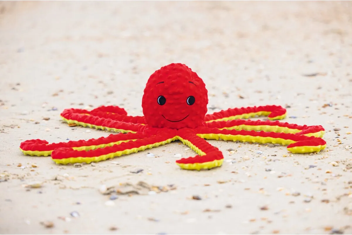 Beeztees Pluche Octopus Amy - Rood 56x16x14,5cm - afbeelding 6 van 6