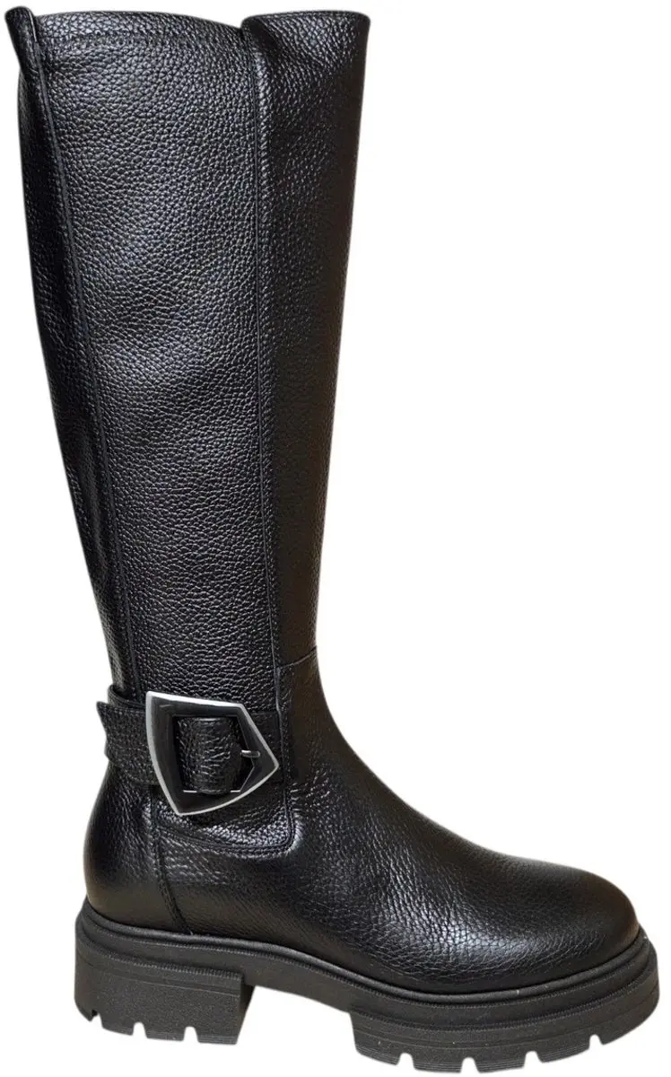 DL Sport 7203 964 02 Dollaro Nero Lange Laarzen Zwart Stretch Leer Dames