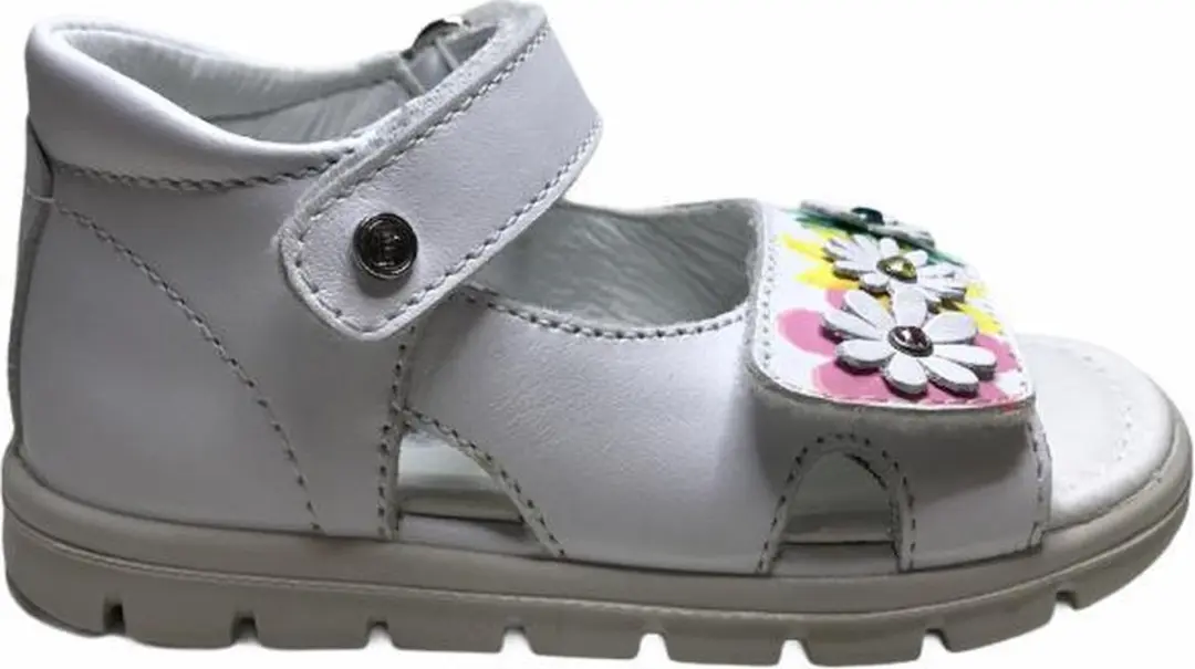 Falcotto 2 velcro's 3 bloempjes lederen sandalen Mayflower wit mt 22