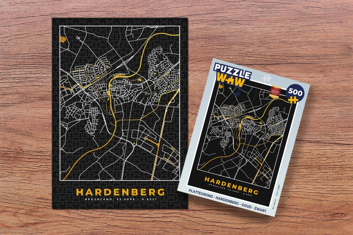 PuzzleWow Plattegrond Hardenberg Legpuzzel 500 Stuks - Multicolor