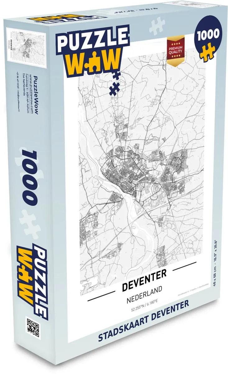 PuzzleWow Stadskaart Deventer Legpuzzel 1000 Stuks