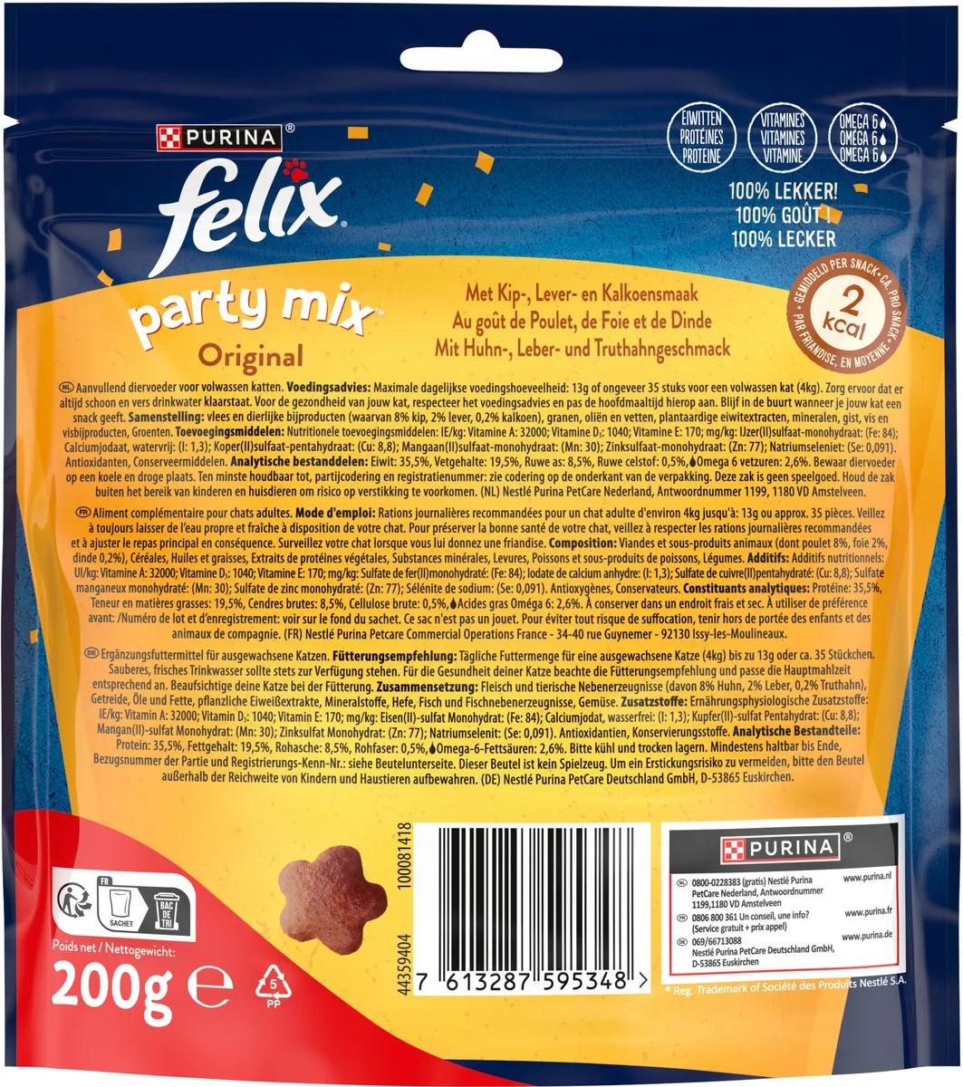 Felix Party Mix Original Kattensnacks - 1000g (5x200g)