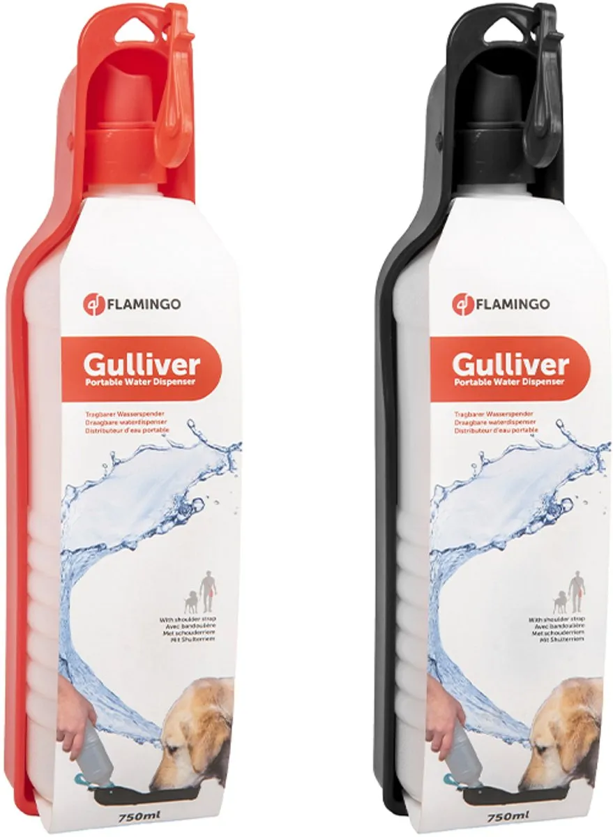 Flamingo Waterfles voor Honden 750ml - Zwart