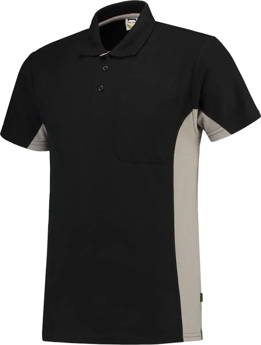 Tricorp Poloshirt Bicolor Borstzak 202002 Zwart / Grijs