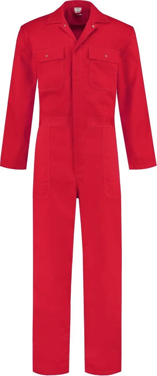 EM Workwear kinderoverall pol/kat Rood met verdekte ritssluiting maat 140