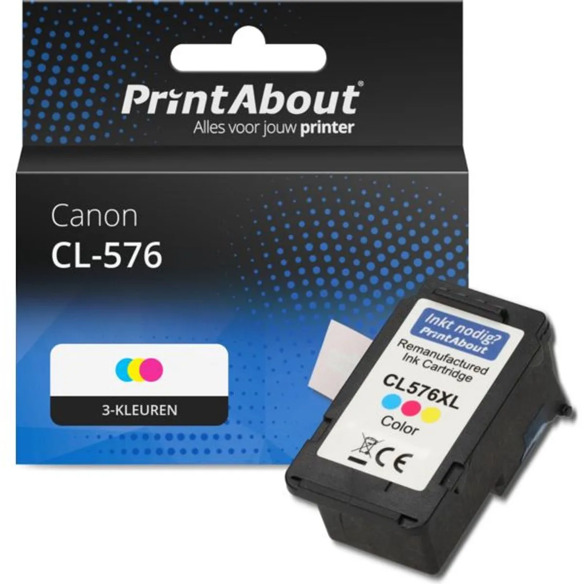 PrintAbout CL-576-PA Inktcartridge - 3-kleuren - 340 pagina's - Canon