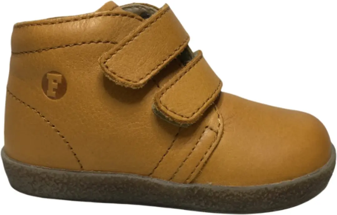Falcotto velcro's effen lederen sneakers Conte okergeel mt 21