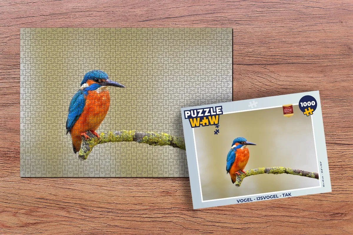 PuzzleWow Vogel IJsvogel Tak Legpuzzel 1000 Stuks - Multicolor