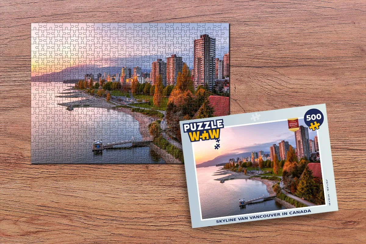 PuzzleWow Skyline Vancouver Legpuzzel 500 Stuks - Multicolor