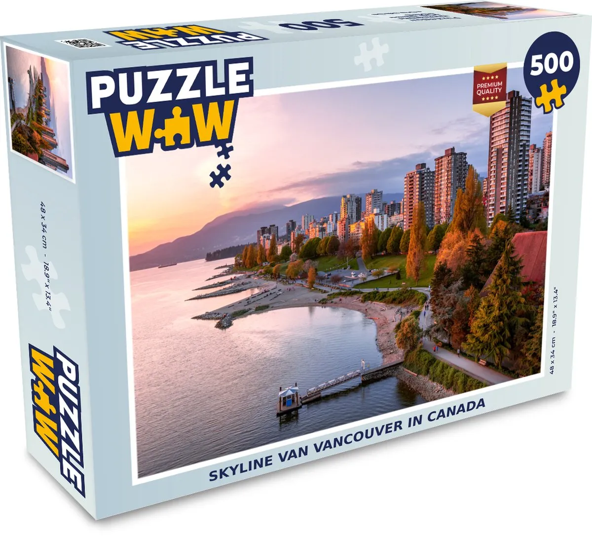 PuzzleWow Skyline Vancouver Legpuzzel 500 Stuks - Multicolor