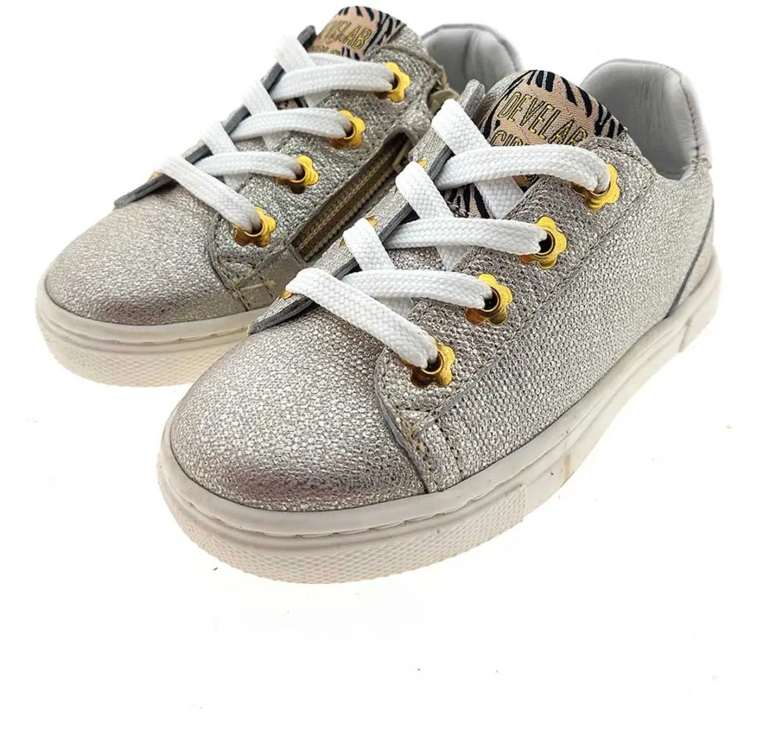 Develab 44708 Sneakers Meisjes - Leren Sneaker - Zilver - Maat 24 - afbeelding 4 van 6