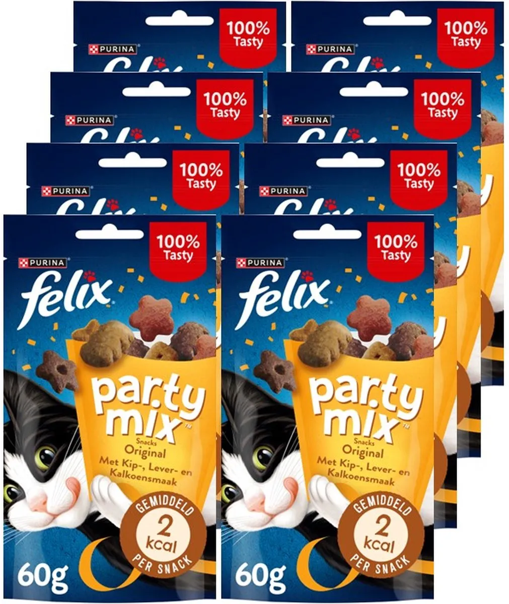 Felix Party Mix Original Kattensnacks 8x60g