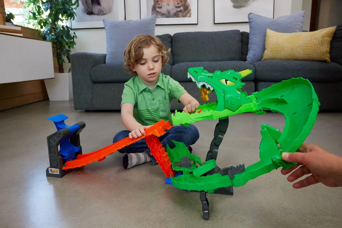 Hot Wheels Monstertrucks Haaien vs. Dino's Draak Vernietiging Speelset JFR06 - Meerkleurig - afbeelding 6 van 6