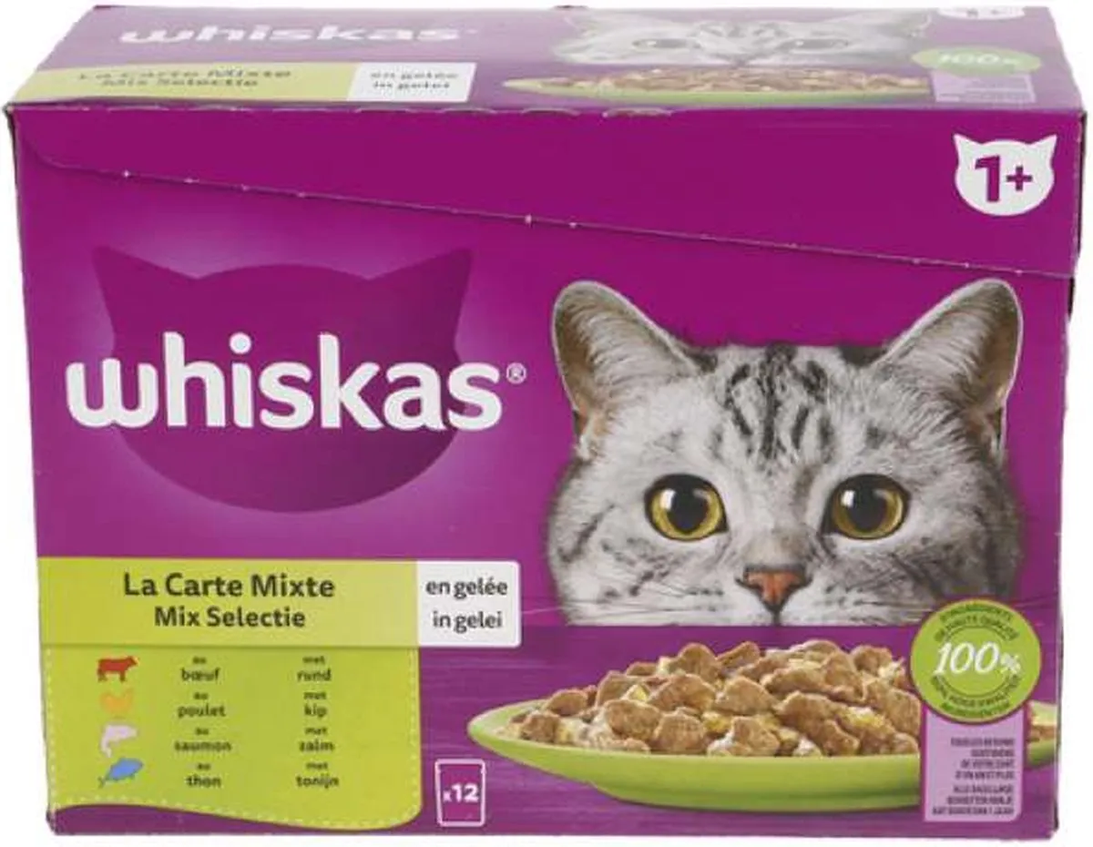 Whiskas Mix Gelei 1+ Pouch 12x85g