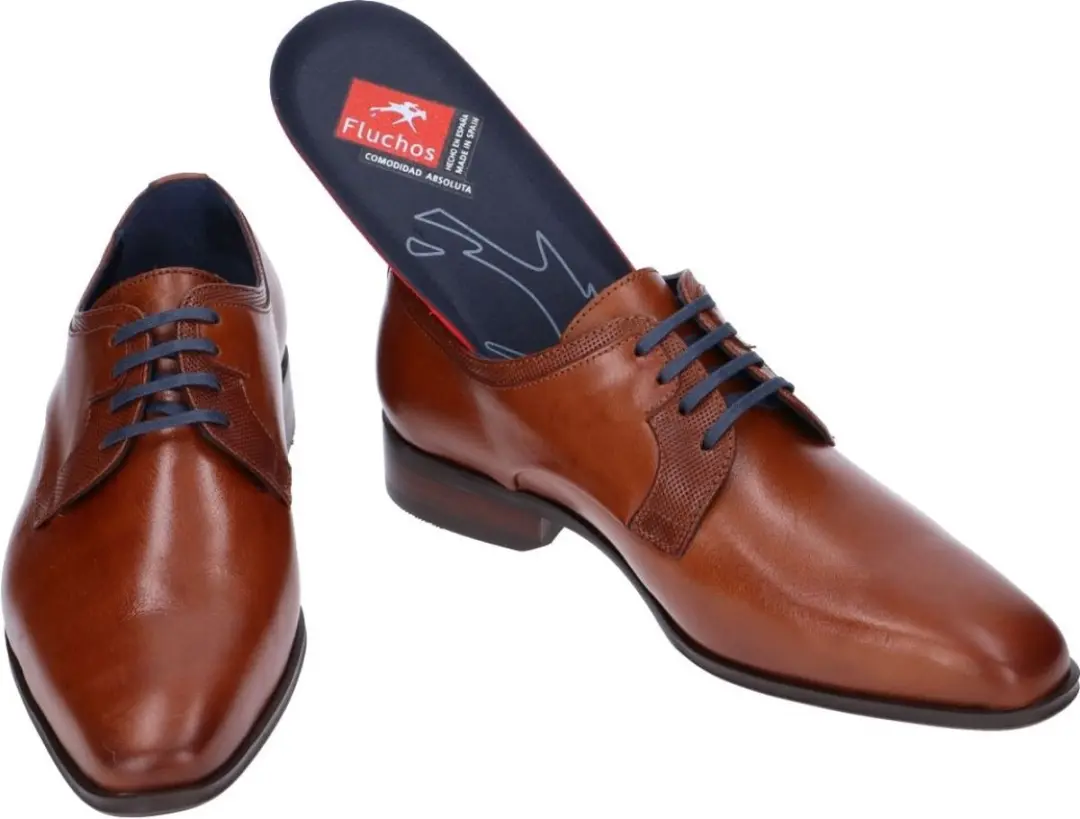 Fluchos -Heren - cognac/caramel - geklede lage schoenen - maat 41