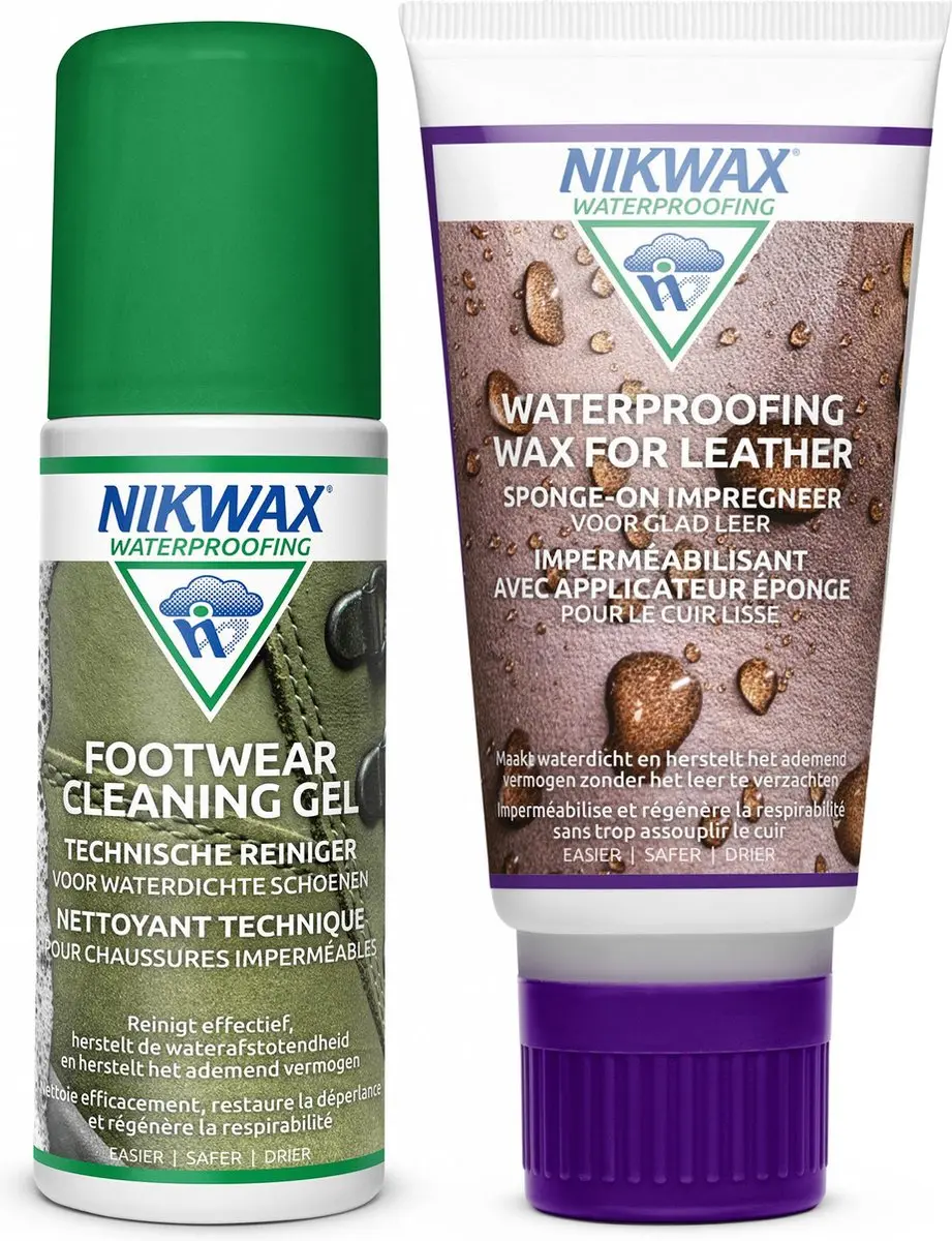 Nikwax Twin Footwear Cleaning Gel 125 ml & Waterproofing Wax For Leather 100 ml