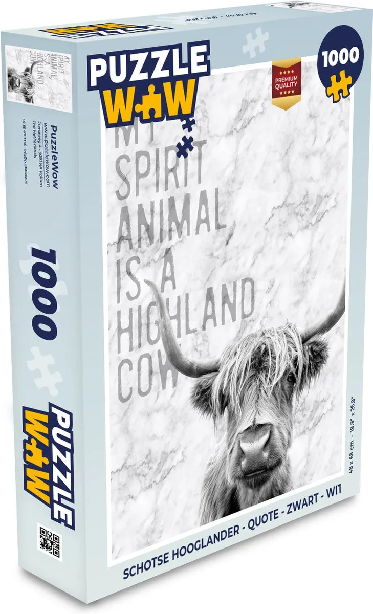 PuzzleWow Schotse Hooglander Legpuzzel 1000 Stuks