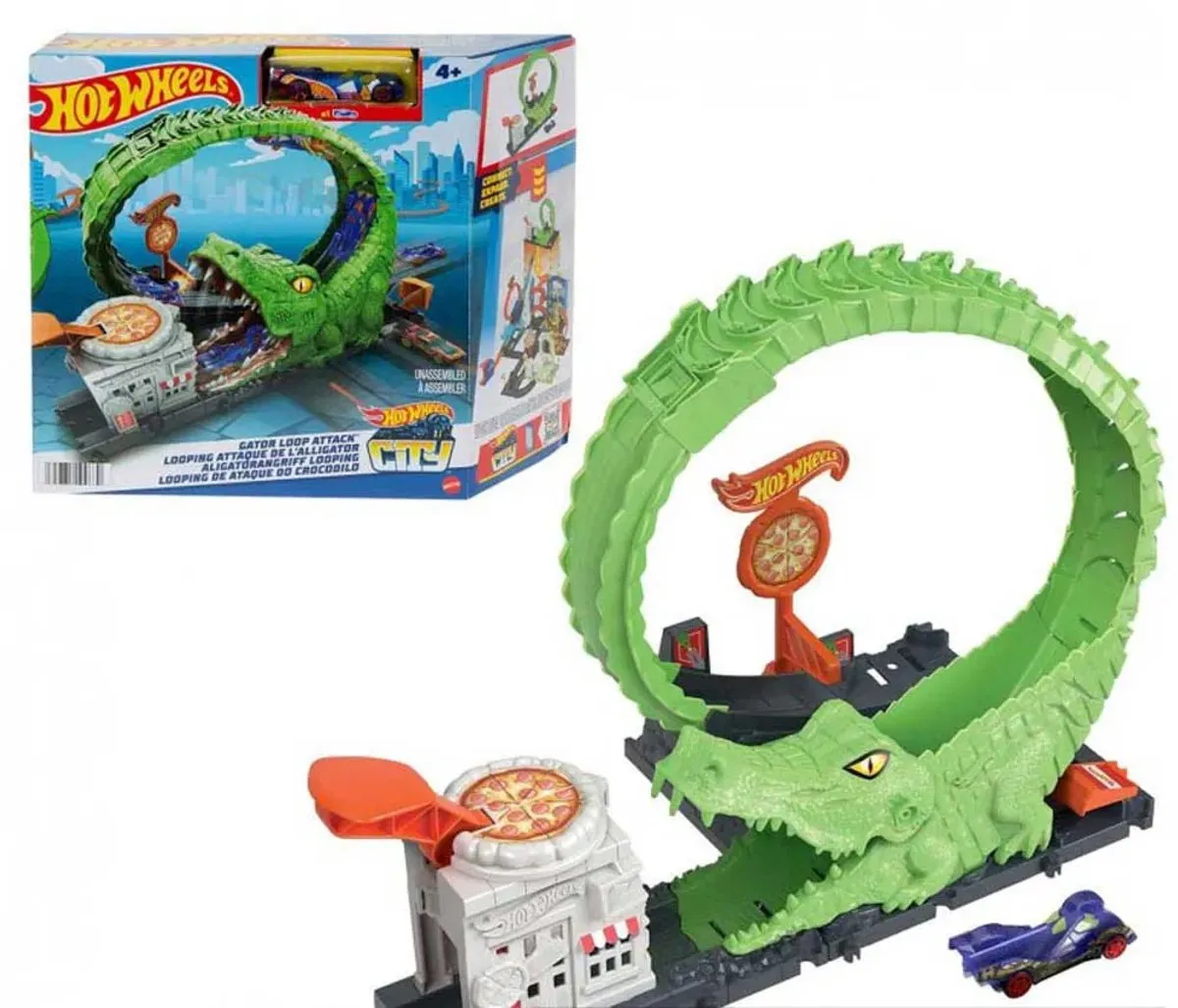 Hot Wheels Krokodil in de Aanval Looping HKX39 Racebaan - Meerkleurig