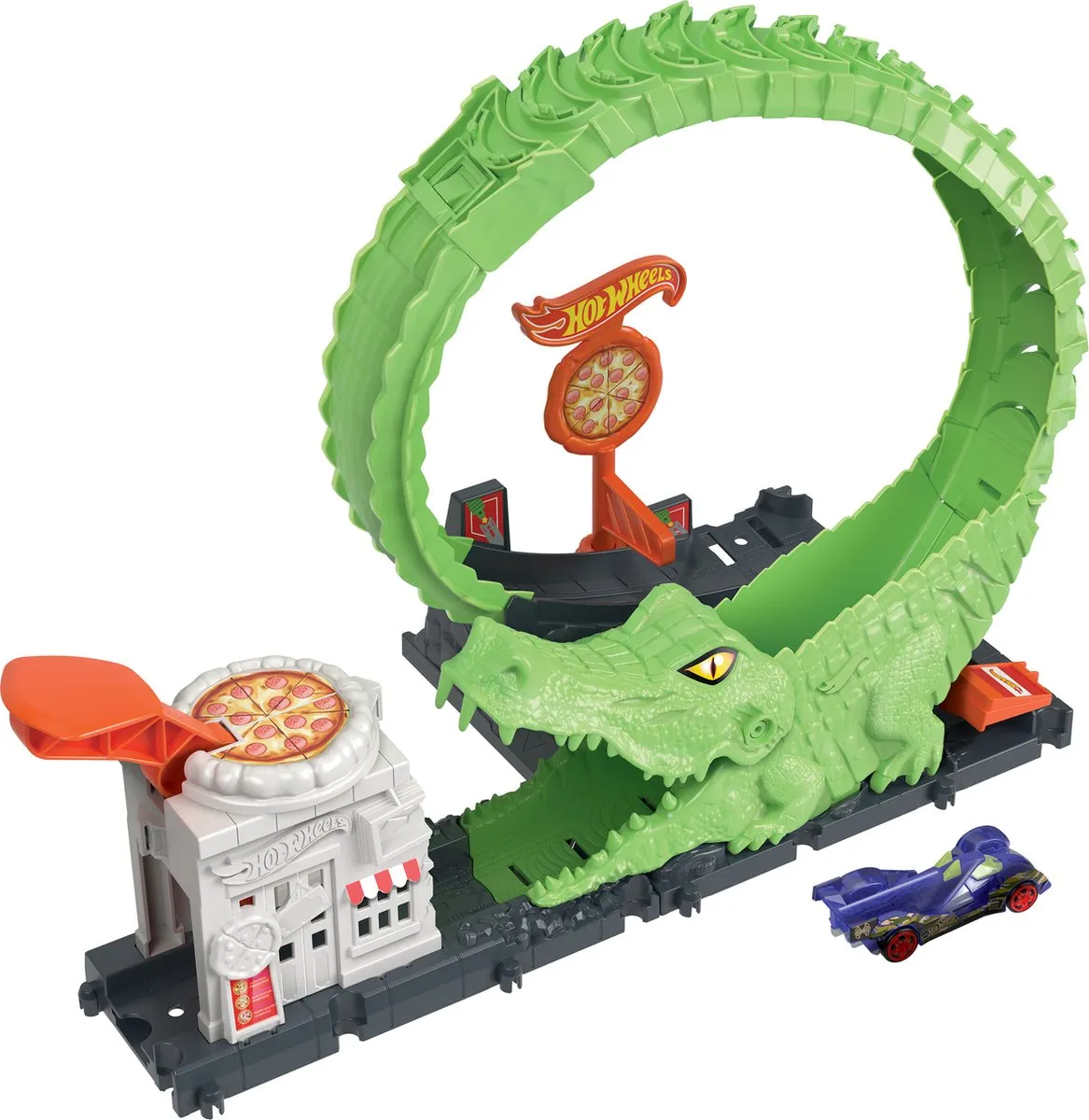 Hot Wheels Krokodil in de Aanval Looping HKX39 Racebaan